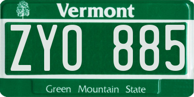 VT license plate ZYO885