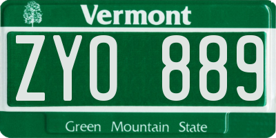 VT license plate ZYO889