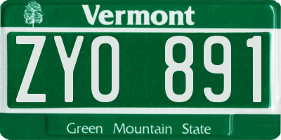 VT license plate ZYO891