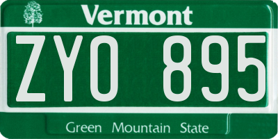 VT license plate ZYO895