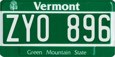 VT license plate ZYO896