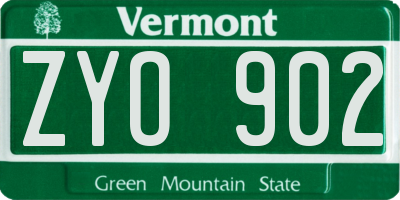 VT license plate ZYO902