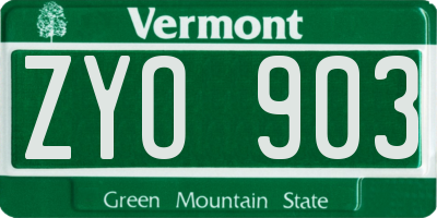 VT license plate ZYO903