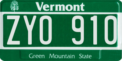 VT license plate ZYO910