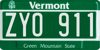 VT license plate ZYO911