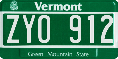 VT license plate ZYO912