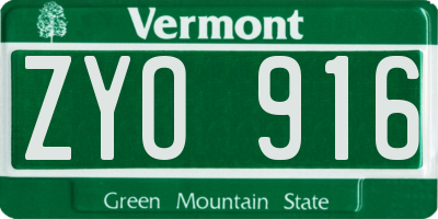 VT license plate ZYO916