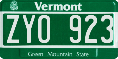 VT license plate ZYO923
