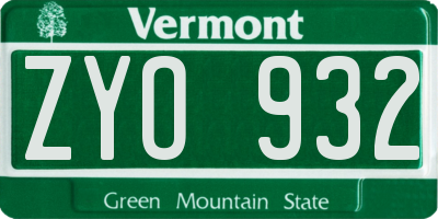 VT license plate ZYO932