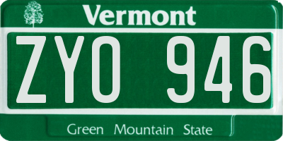 VT license plate ZYO946