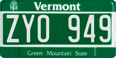 VT license plate ZYO949