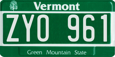 VT license plate ZYO961
