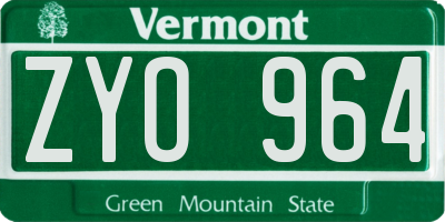VT license plate ZYO964