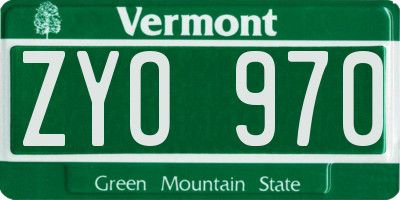 VT license plate ZYO970