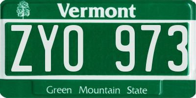 VT license plate ZYO973