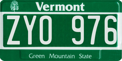 VT license plate ZYO976