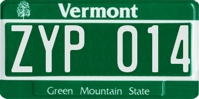 VT license plate ZYP014