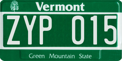VT license plate ZYP015