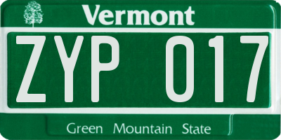 VT license plate ZYP017