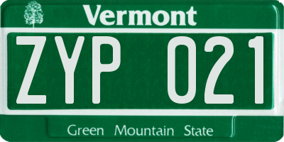 VT license plate ZYP021