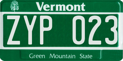 VT license plate ZYP023