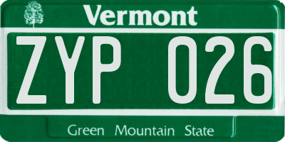VT license plate ZYP026