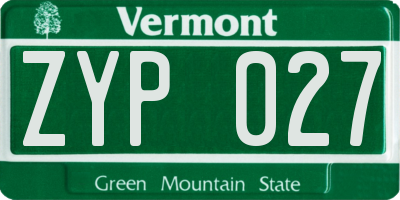 VT license plate ZYP027