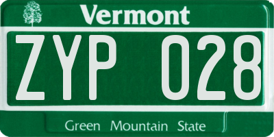 VT license plate ZYP028