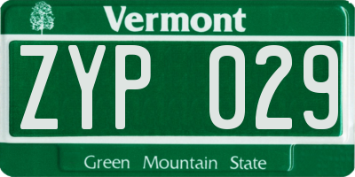VT license plate ZYP029