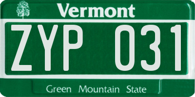 VT license plate ZYP031