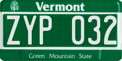 VT license plate ZYP032
