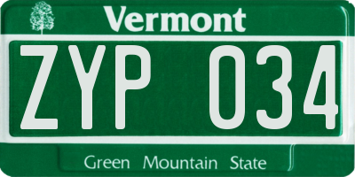 VT license plate ZYP034