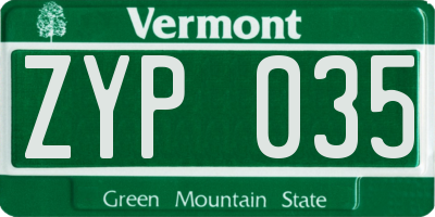 VT license plate ZYP035