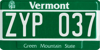 VT license plate ZYP037
