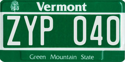 VT license plate ZYP040