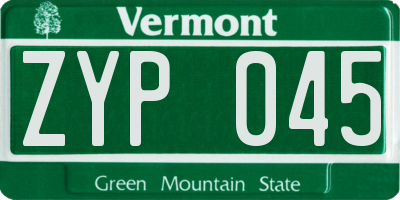 VT license plate ZYP045
