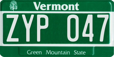 VT license plate ZYP047