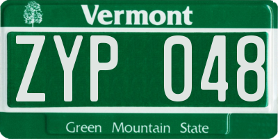 VT license plate ZYP048