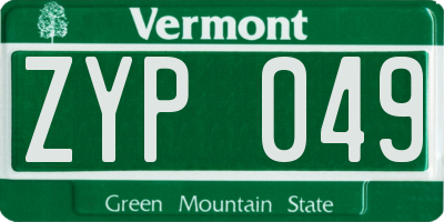 VT license plate ZYP049