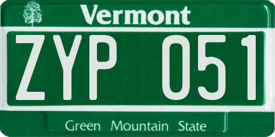 VT license plate ZYP051