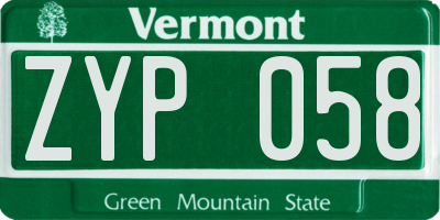 VT license plate ZYP058