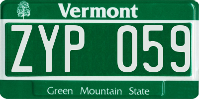 VT license plate ZYP059