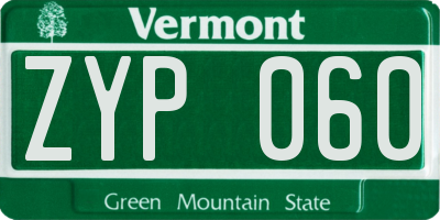 VT license plate ZYP060