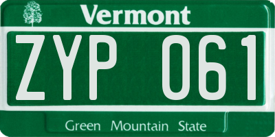 VT license plate ZYP061