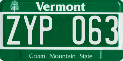 VT license plate ZYP063
