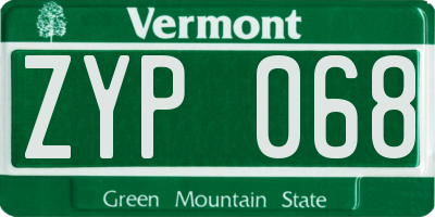 VT license plate ZYP068