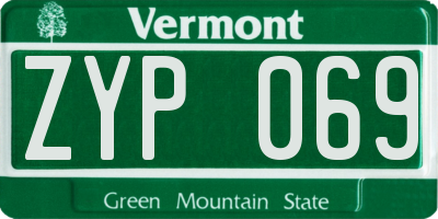 VT license plate ZYP069