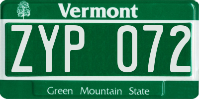 VT license plate ZYP072