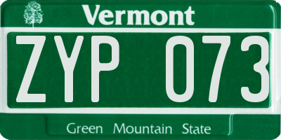 VT license plate ZYP073