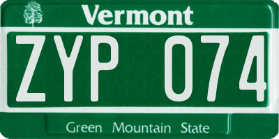 VT license plate ZYP074